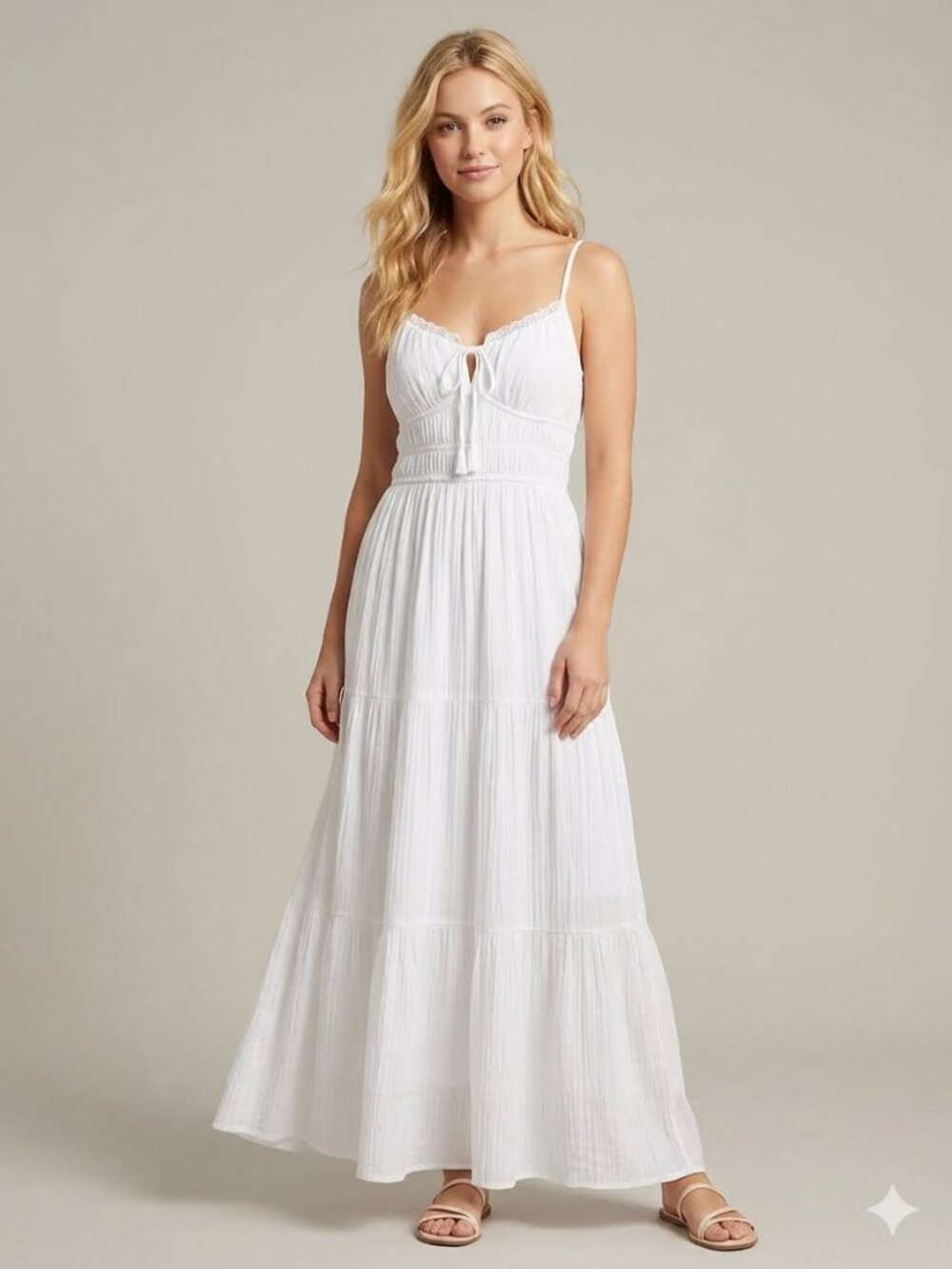 NWT Trixxi Maxi Dress From Francesa's Cottagecore White Gauze Tie-Front Size XL